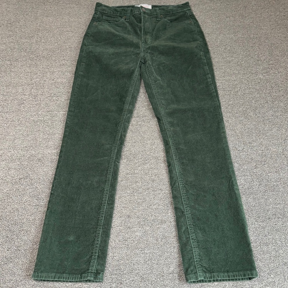 Gap Vintage Slim High Rise Corduroy Pants Green Sz 27/4R Slim Fit Indie Casual